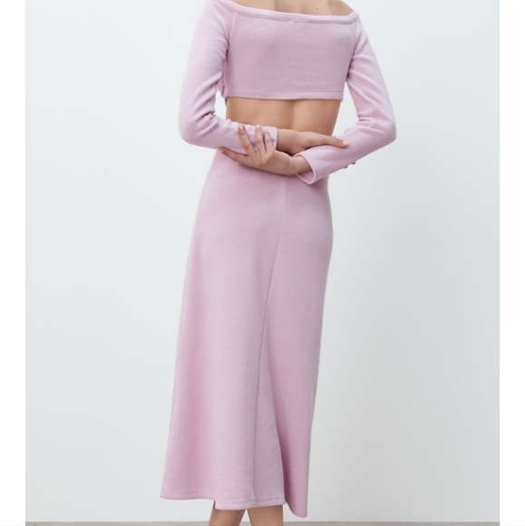 Soft A-line Midi Skirt Zara Mauve - Picture 9 of 14